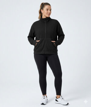 Apana Women's Full Zip Active Jacket with Mock Neck- XL